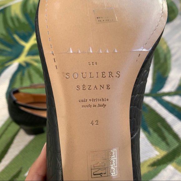 NWOT Sezane Ashley black croc leather Mary Janes - Picture 8 of 11